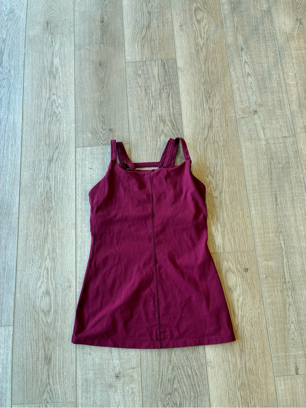 KiraGrace Women's Strappy Exercise Tank Top in Deep Berry Medium built in bra